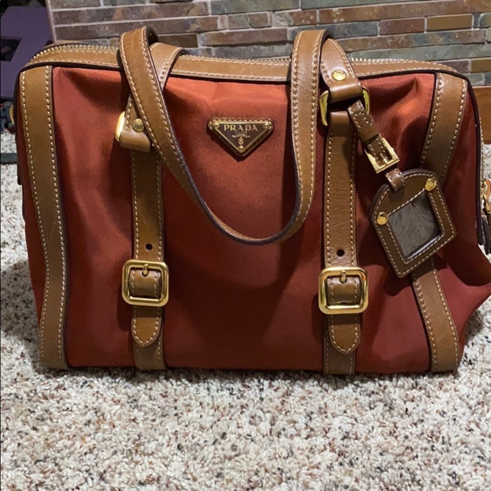 Prada Orange and Brown Satchel